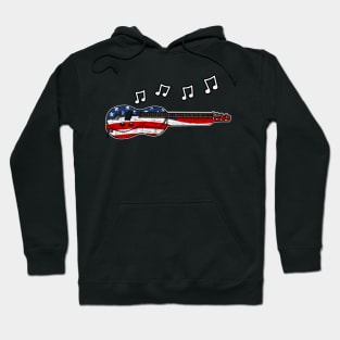 4th July Lap Steel Guitar USA Flag Slide Guitarist Hoodie